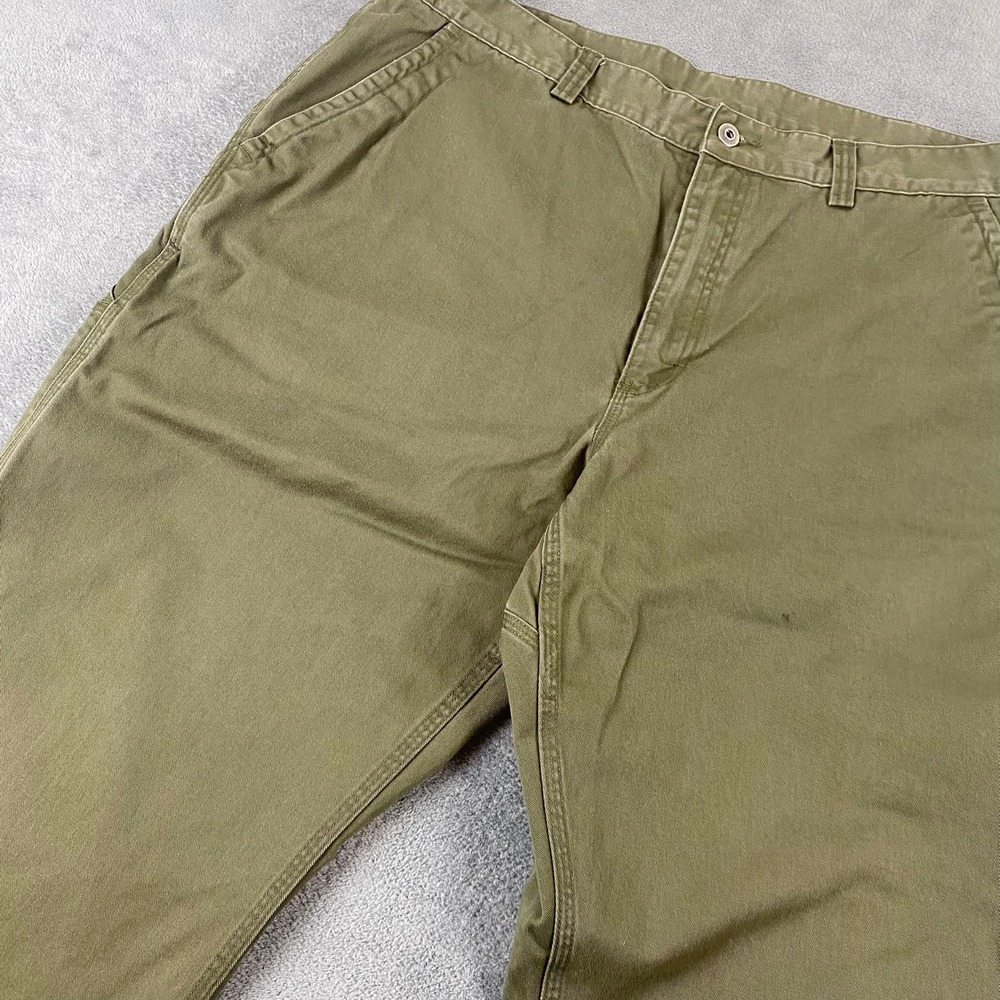 Duluth Trading Co Mens 42x34 Carpenter Pants Olive Green Workwear Cotton Utility
